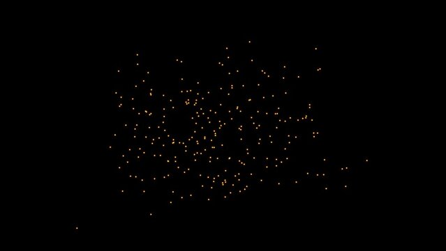 Swarm of fireflies. Set of 3. Black background. Overlay. Isolated flying insects. 29,97 fps