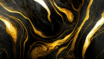 Abstract luxury marble background. Art marbling texture. Black, white and gold. 3d illustration
