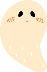 Cute ghost with cheeks and drops pattern