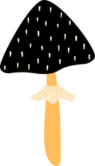 Magic black mushroom with pattern