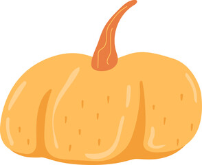 Pumpkin with pattern. Halloween element, fall vegetable sideway. 