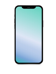 Isolated realistic black phone with shadow.Black tablet with screen