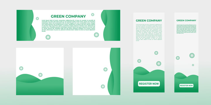 Modern Wavy Green Banner, Web Banner Design Vector Template, Green Company