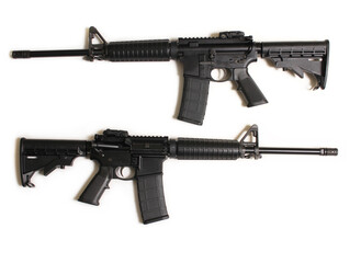 AR-15 Type Assault Weapon Isolated on White Background Left and Right Side Views