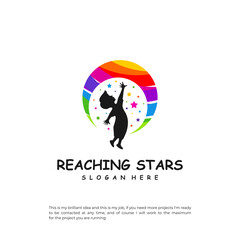 Reaching Stars Logo Design Template. Dream star logo vector. Emblem, Colorful, Creative Icon Symbol