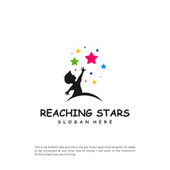 Reaching Stars Logo Design Template. Dream star logo vector. Emblem, Colorful, Creative Icon Symbol