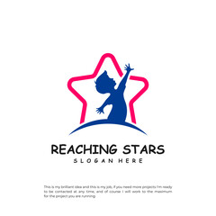 Obraz na płótnie Canvas Reaching Stars Logo Design Template. Dream star logo vector. Emblem, Colorful, Creative Icon Symbol