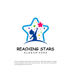 Reaching Stars Logo Design Template. Dream star logo vector. Emblem, Colorful, Creative Icon Symbol