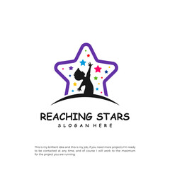Reaching Stars Logo Design Template. Dream star logo vector. Emblem, Colorful, Creative Icon Symbol