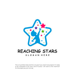 Reaching Stars Logo Design Template. Dream star logo vector. Emblem, Colorful, Creative Icon Symbol
