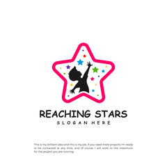Reaching Stars Logo Design Template. Dream star logo vector. Emblem, Colorful, Creative Icon Symbol