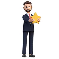 businessman holding star 3d character illustration