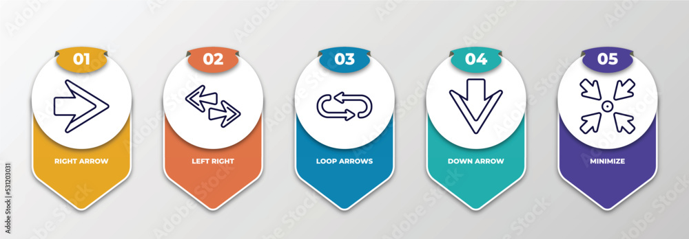 Poster infographic template with thin line icons. infographic for arrows collection. thin concept. included