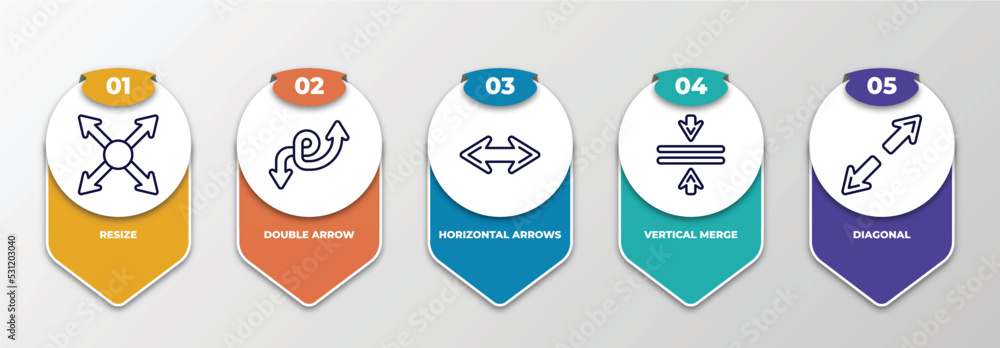 Poster infographic template with thin line icons. infographic for arrows concept. included resize, double a