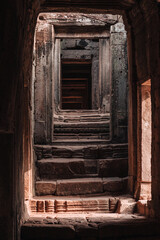Fototapeta na wymiar Siem Reap, Cambodia - March 18th, 2020 : stairs in Bayon Temple