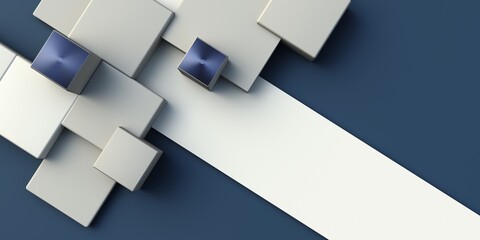 Horizontal Composition from volumetric cubes. 3d render