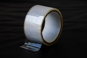 transparent tape roll on isolated background