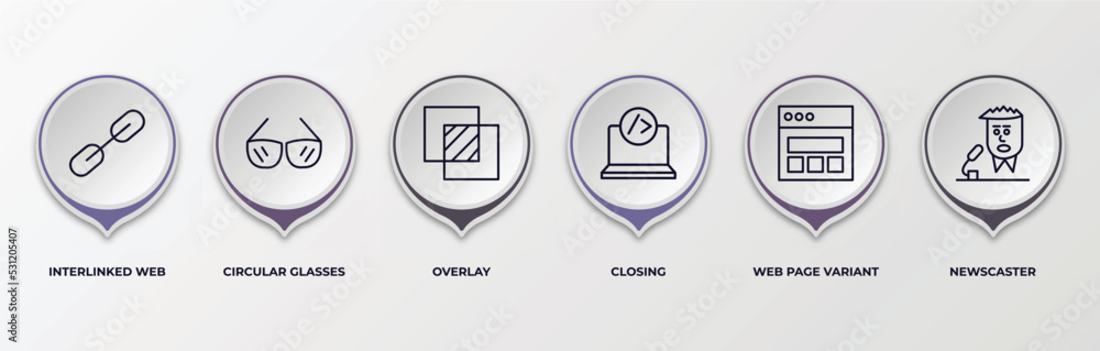 Poster infographic template with outline icons. infographic for web concept. included interlinked web, circ