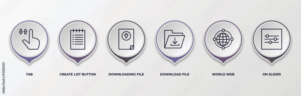 Poster infographic template with outline icons. infographic for web concept. included tab, create list butt