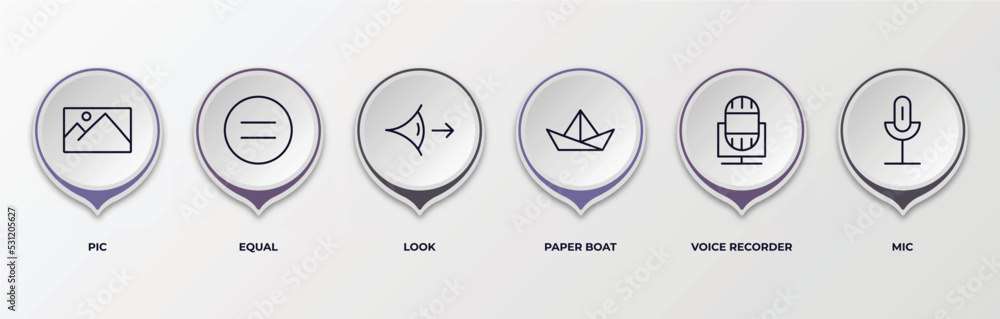 Poster infographic template with outline icons. infographic for user interface concept. included pic, equal