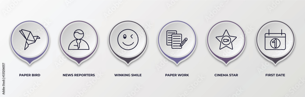 Poster infographic template with outline icons. infographic for user interface concept. included paper bird