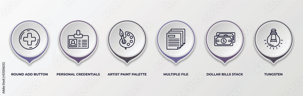 Poster infographic template with outline icons. infographic for user interface concept. included round add 