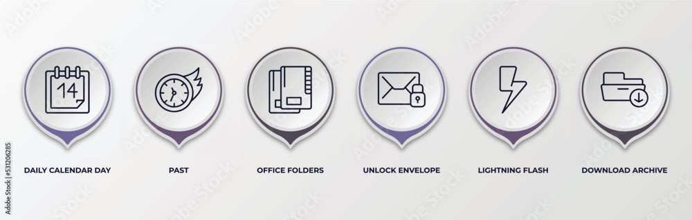 Poster infographic template with outline icons. infographic for user interface concept. included daily cale