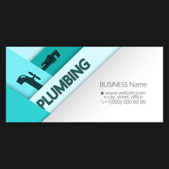 Plumbing service and repair. Business card concept for plumber