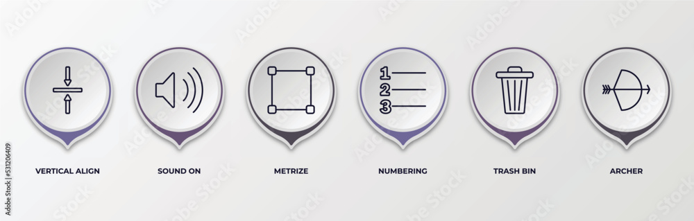 Aufkleber infographic template with outline icons. infographic for user interface concept. included vertical a