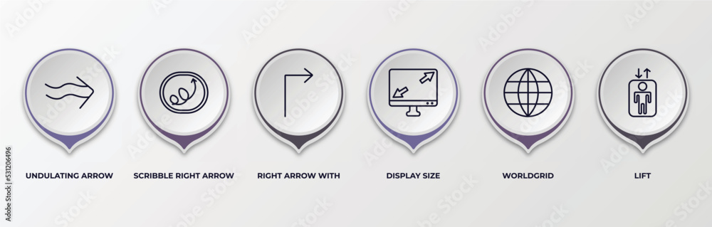 Poster infographic template with outline icons. infographic for user interface concept. included undulating