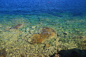 The landscape of the island of Vis, rocky beaches, steep cliffs, lonely islands


