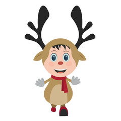 Cute reindeer cartoon character.