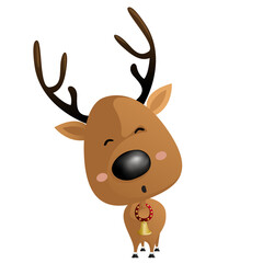 Cute reindeer cartoon character.