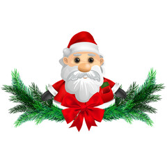 Santa claus with christmas tree isolated on background. Illustration.