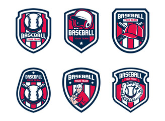 Collection of colorful Vector Baseball logo. Baseball logo set. Baseball badge logo design template. Sport team identity icon, vector illustration