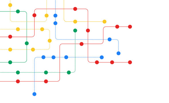 Circuit connect lines and dots. Network technology and Connection concept. Decentralized network nodes connections