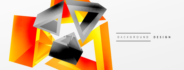 3d triangle abstract background. Basic shape technology or business concept composition. Trendy techno business template for wallpaper, banner, background or landing