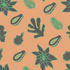 ERIN CACTI DESERT CONVERSATIONAL SEAMLESS PATTERN VECTOR