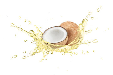 Coconut oil splash isolated on white background.