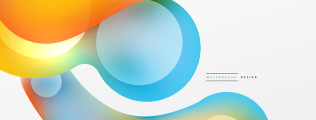 Fluid abstract background. Liquid color gradients composition. Round shapes and circle flowing design for wallpaper, banner, background or landing
