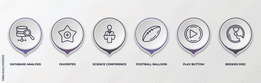 Poster infographic template with outline icons. infographic for multimedia concept. included database analy