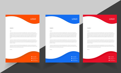 Clean and professional corporate modern letterhead design template, company business, letterhead template design with color variation bundle