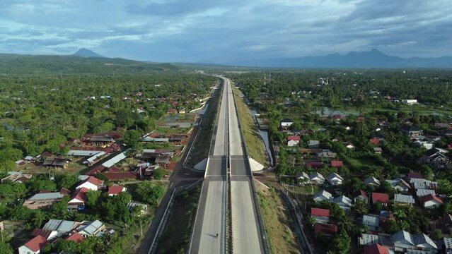Aerial view of Sigli Banda Aceh (Sibanceh) Toll Road, Aceh, Indonesia.
