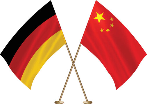 Germany,China flag together.German,Chinese flag together