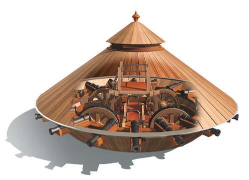 illustration 3d du projet de char d'assaut de Léonard de Vinci