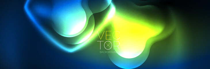 Magic neon glowing lights abstract background wallpaper design, vector illustration