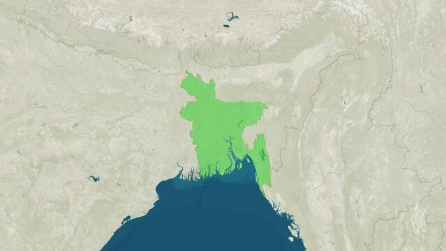 Zoom in to the map of Bangladesh with text, textless, and with flag