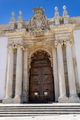 Fototapeta na wymiar A façade of Joanina Library, University of Coimbra, Portugal