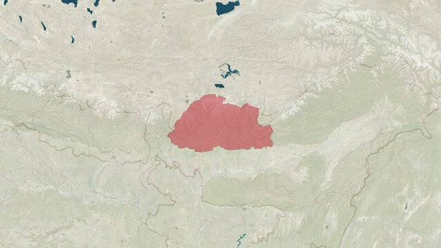 Zoom in to the map of Bhutan with text, textless, and with flag