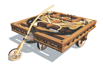 Projet de véhicule de théâtre de Léonard de Vinci en illustration 3d